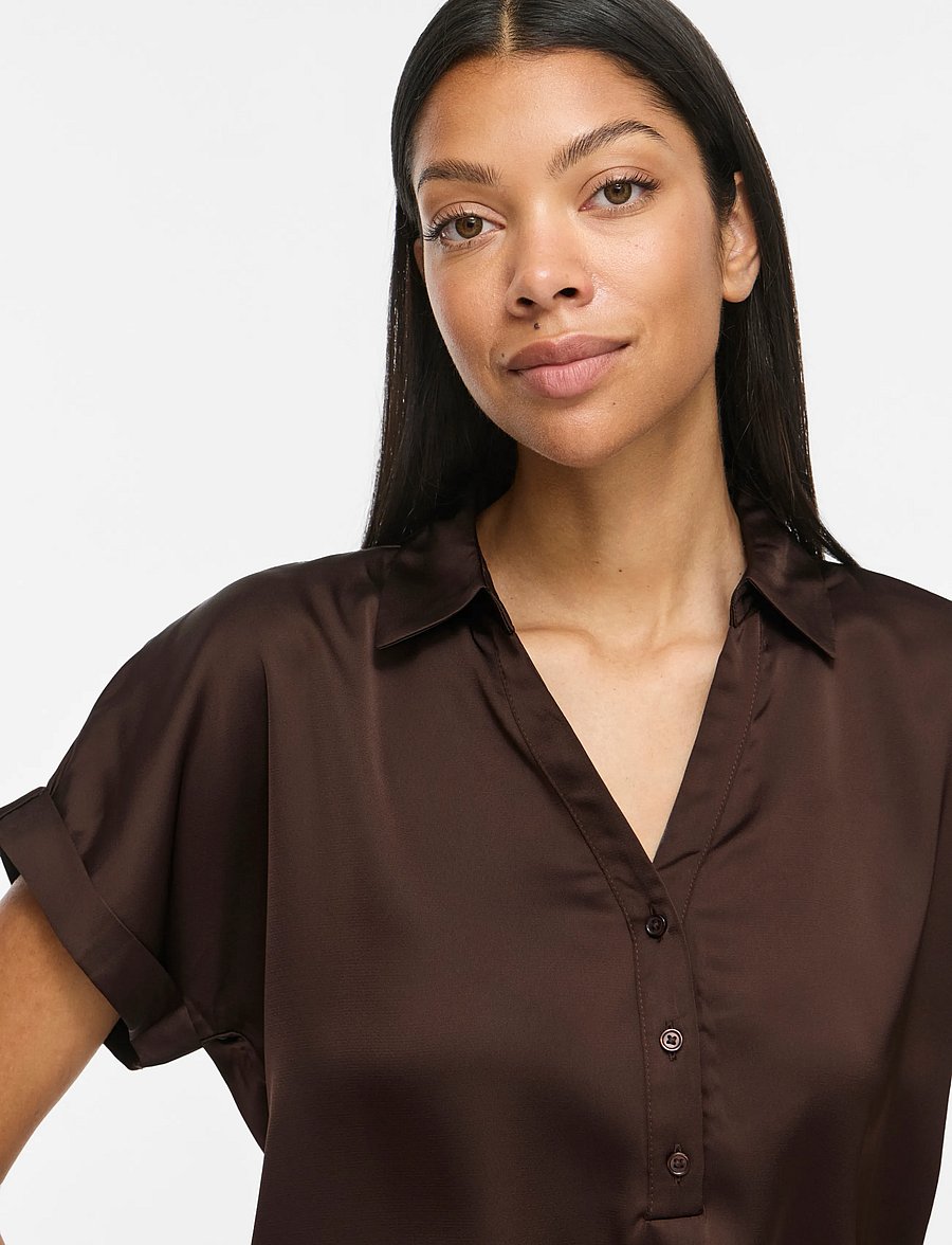 Vila - VIENNA RAVENNA S/S TOP - NOOS - kurzärmlige hemden - coffee bean - 5