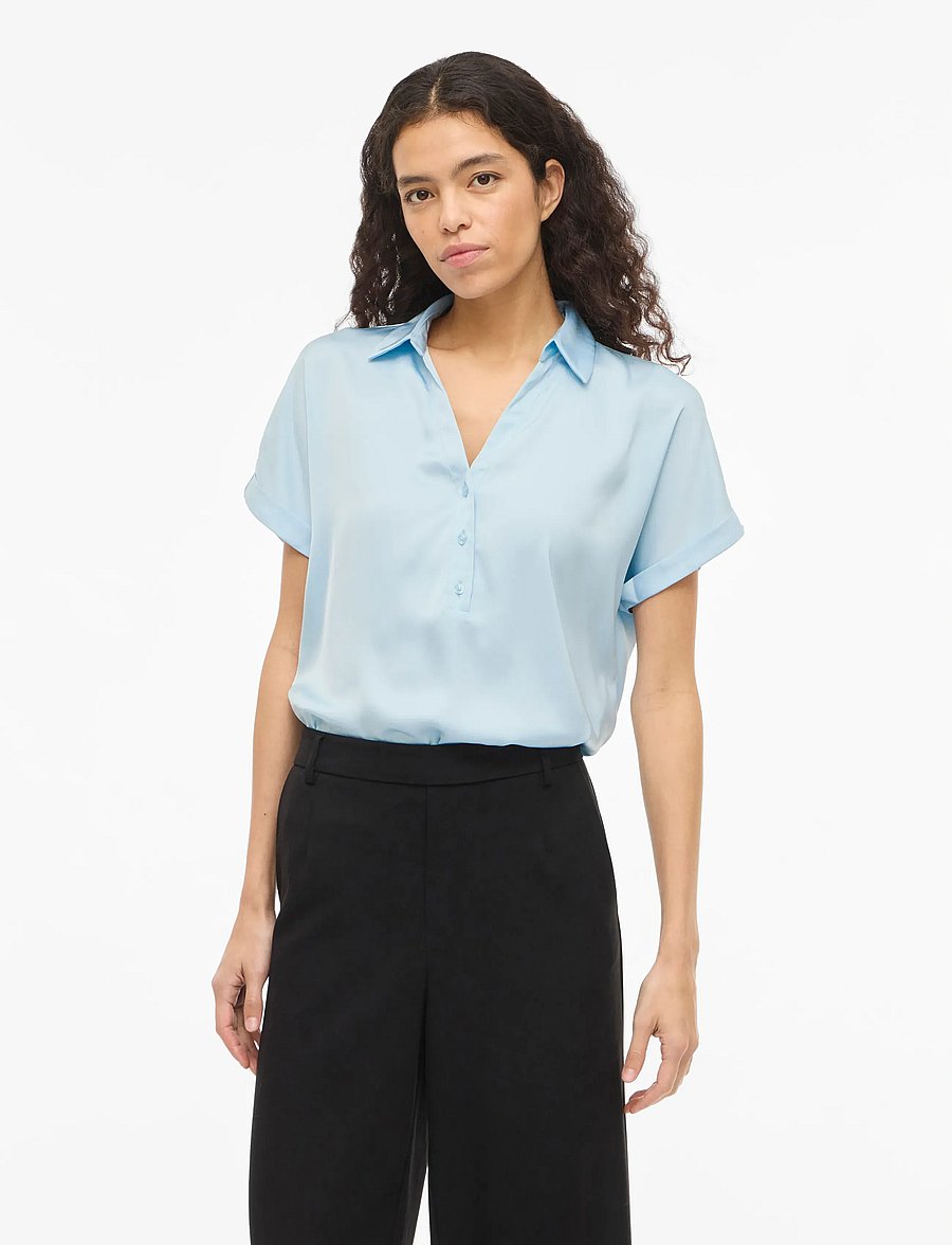 Vila - VIENNA RAVENNA S/S TOP - NOOS - kurzärmlige hemden - nantucket breeze - 0