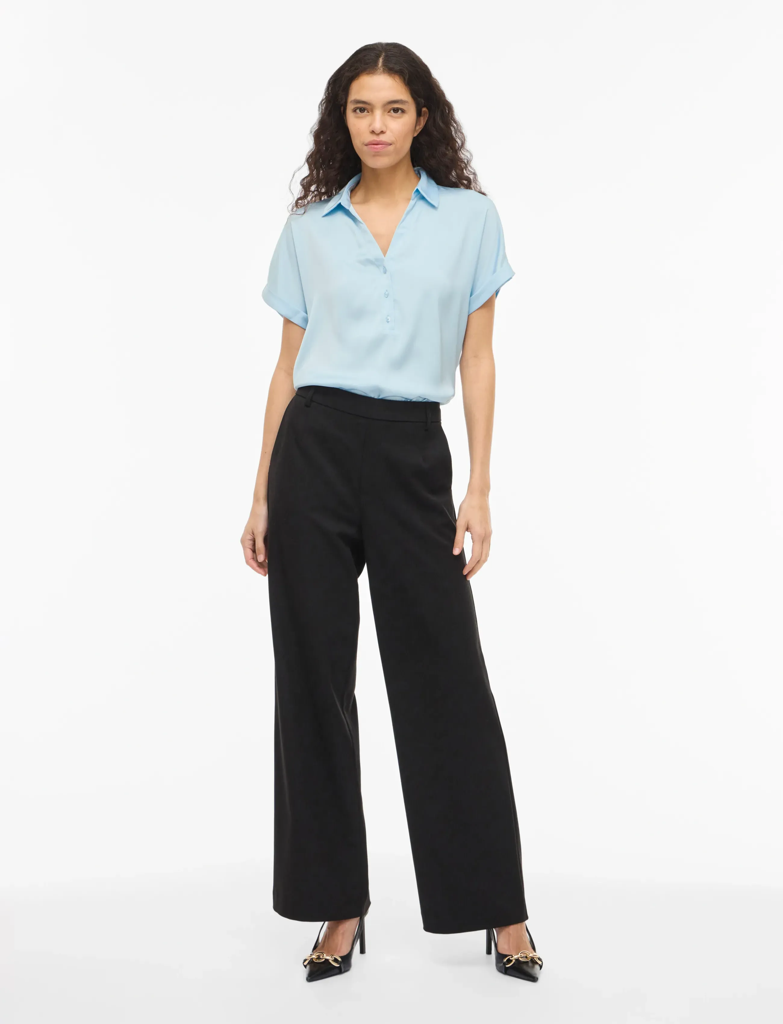Vila - VIENNA RAVENNA S/S TOP - NOOS - short-sleeved shirts - nantucket breeze - 4