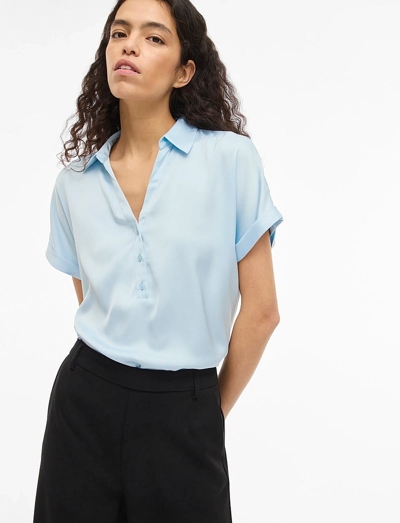 Vila - VIENNA RAVENNA S/S TOP - NOOS - kurzärmlige hemden - nantucket breeze - 5