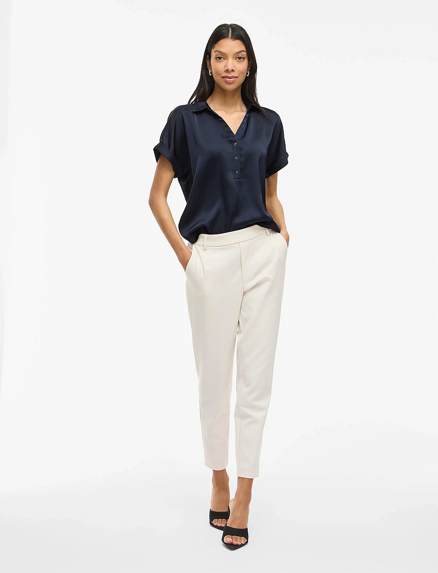 Vila - VIENNA RAVENNA S/S TOP - NOOS - kurzärmlige hemden - navy blazer - 4