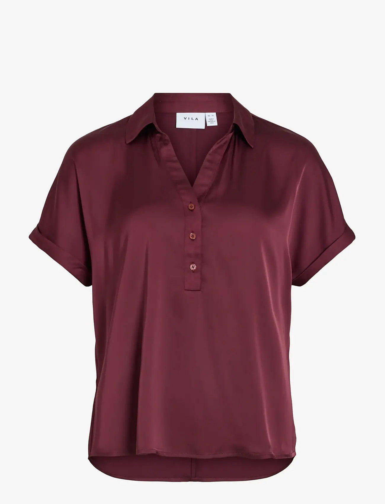 Vila - VIENNA RAVENNA S/S TOP - NOOS - kortærmede skjorter - port royale - 1