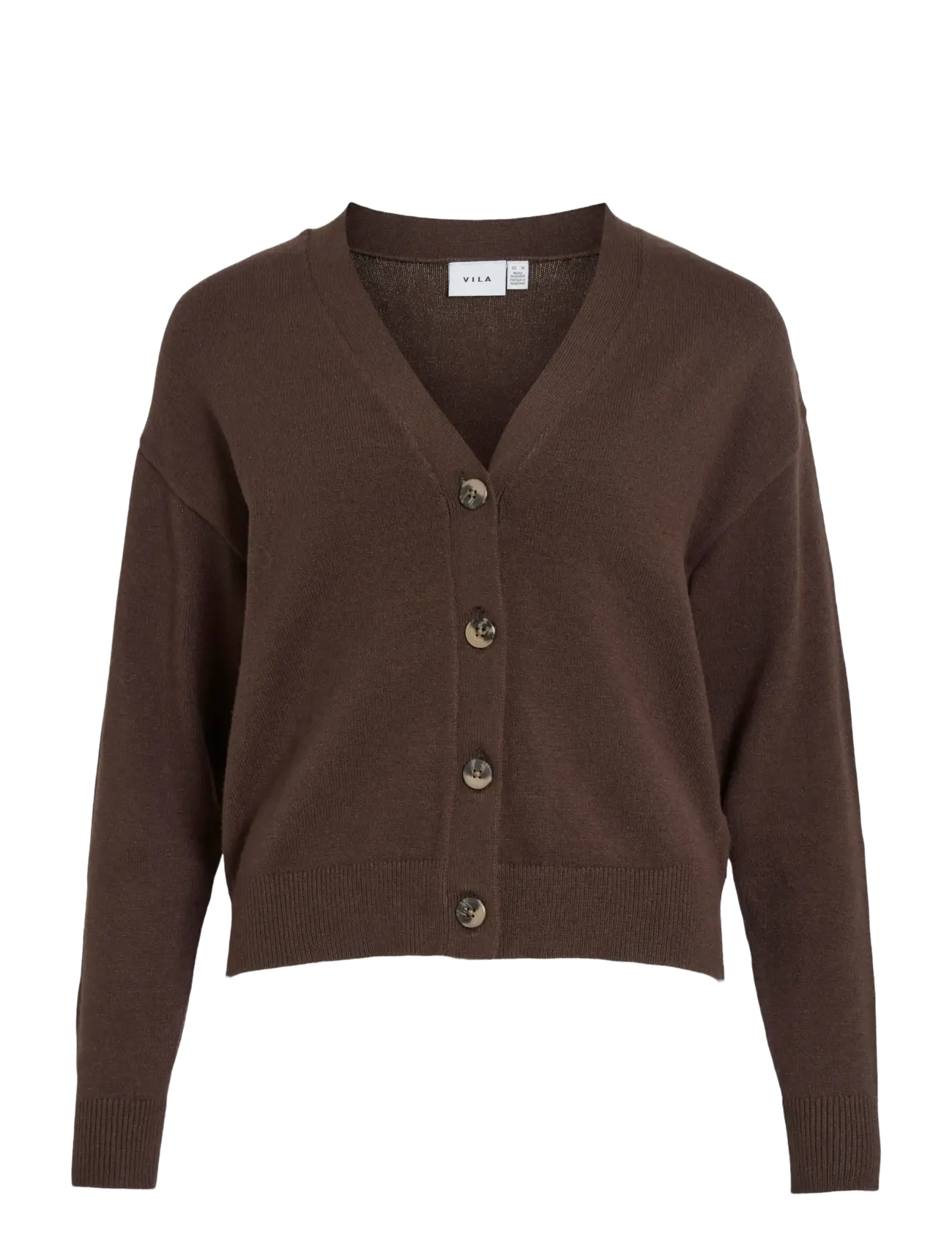VILA Viril V-Ausschnitt Knit Cardigan - Noos Braun - L - Damen