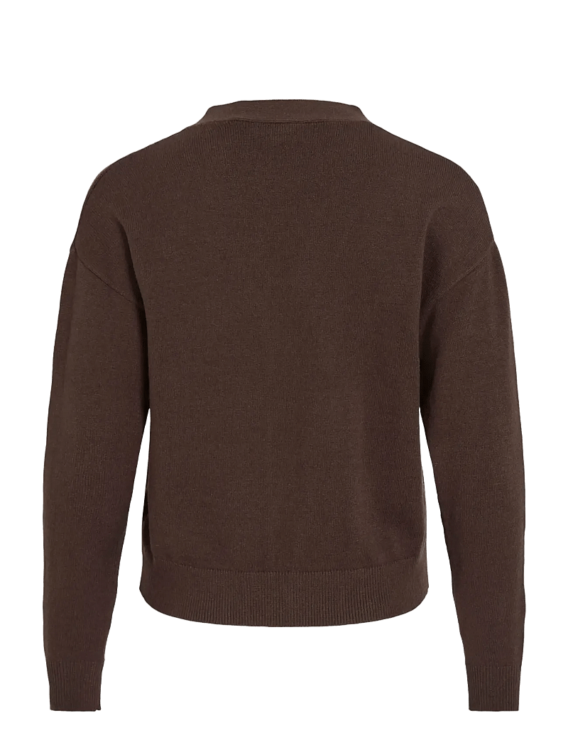 Vila - VIRIL V-NECK KNIT CARDIGAN - NOOS - cardigans - coffee bean - 1