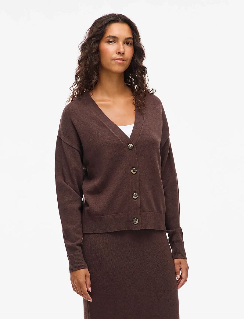 Vila - VIRIL V-NECK KNIT CARDIGAN - NOOS - cardigans - coffee bean - 3