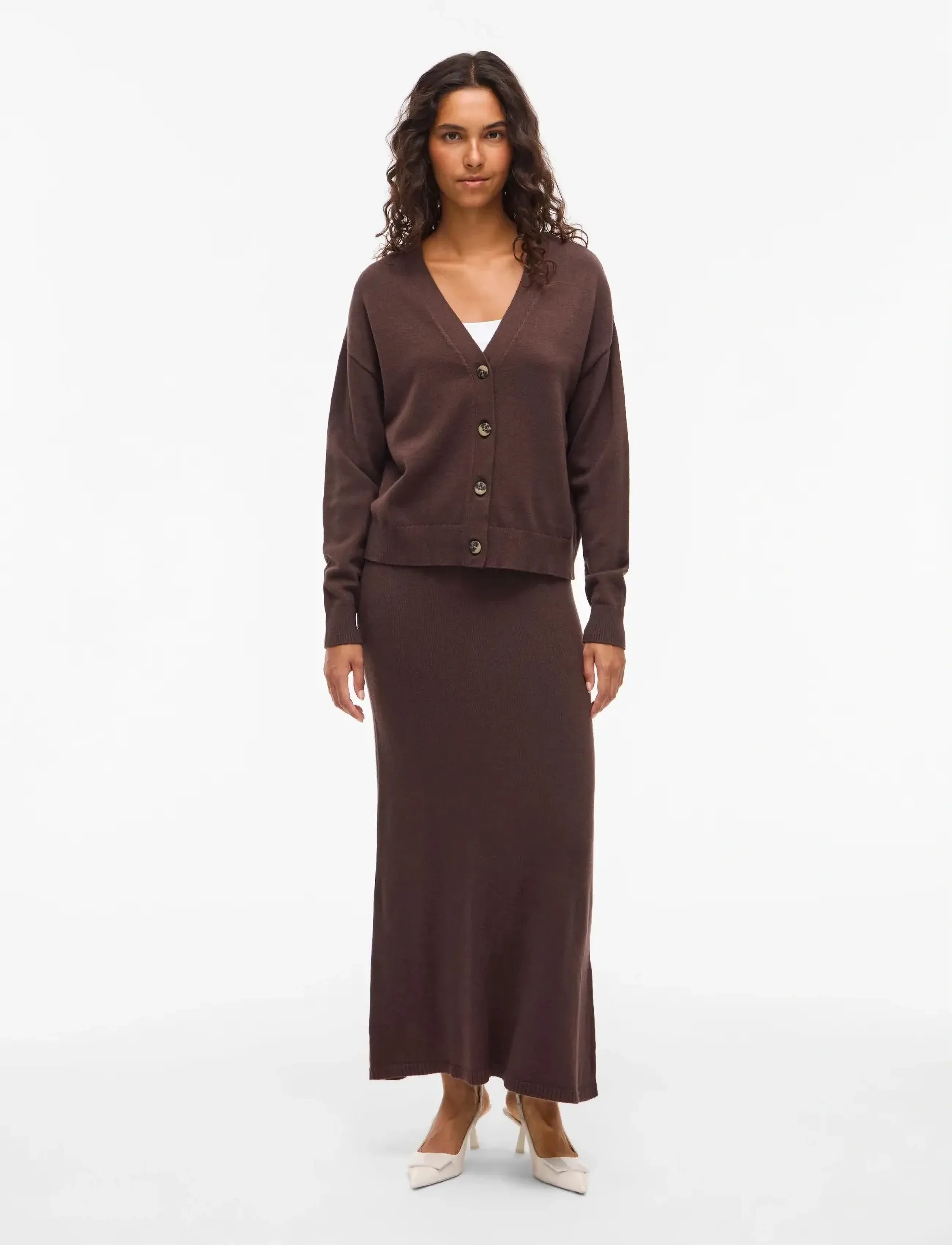 Vila - VIRIL V-NECK KNIT CARDIGAN - NOOS - cardigans - coffee bean - 5