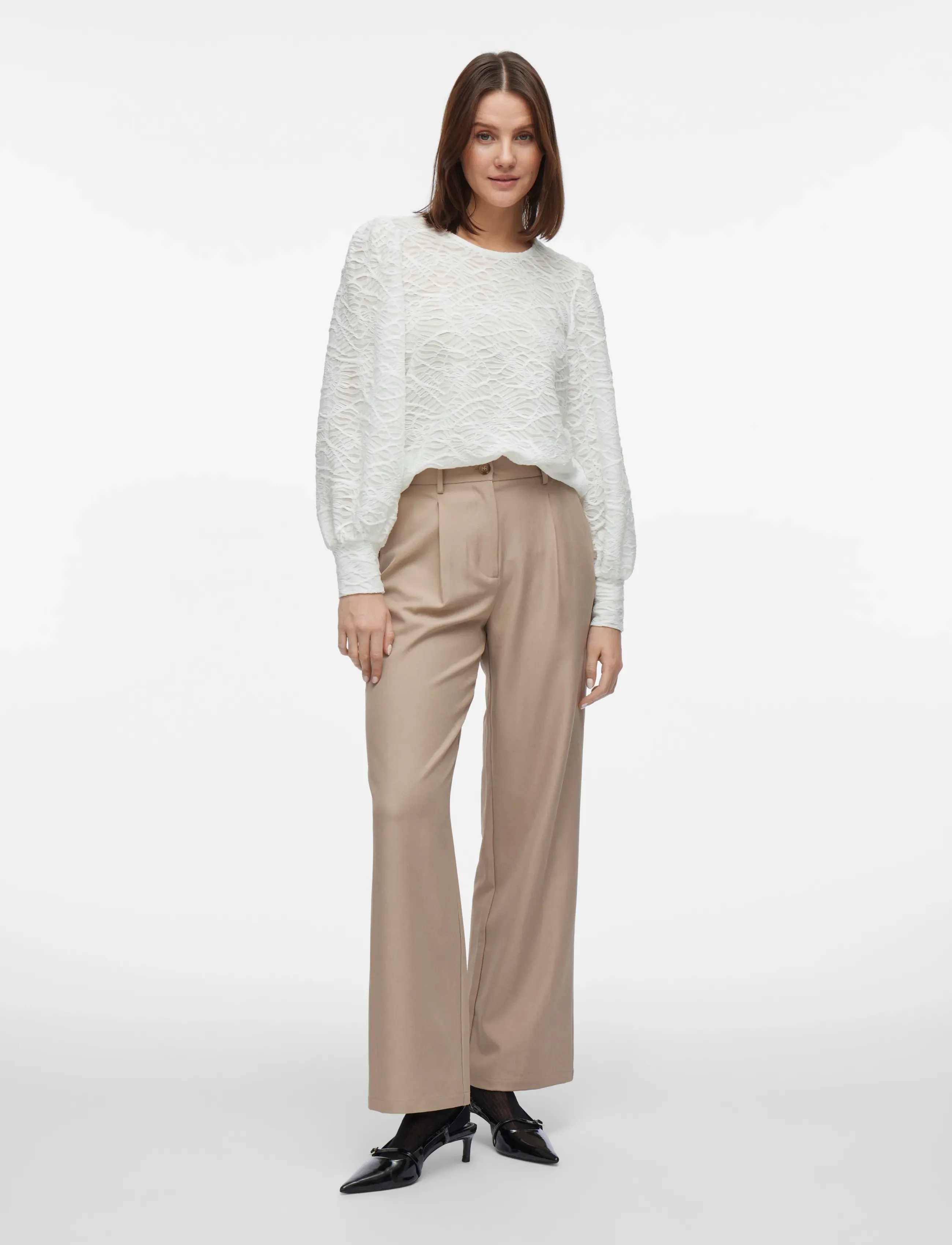 Vila - VIFINA L/S O-NECK TOP - NOOS - long sleeved blouses - cloud dancer - 4
