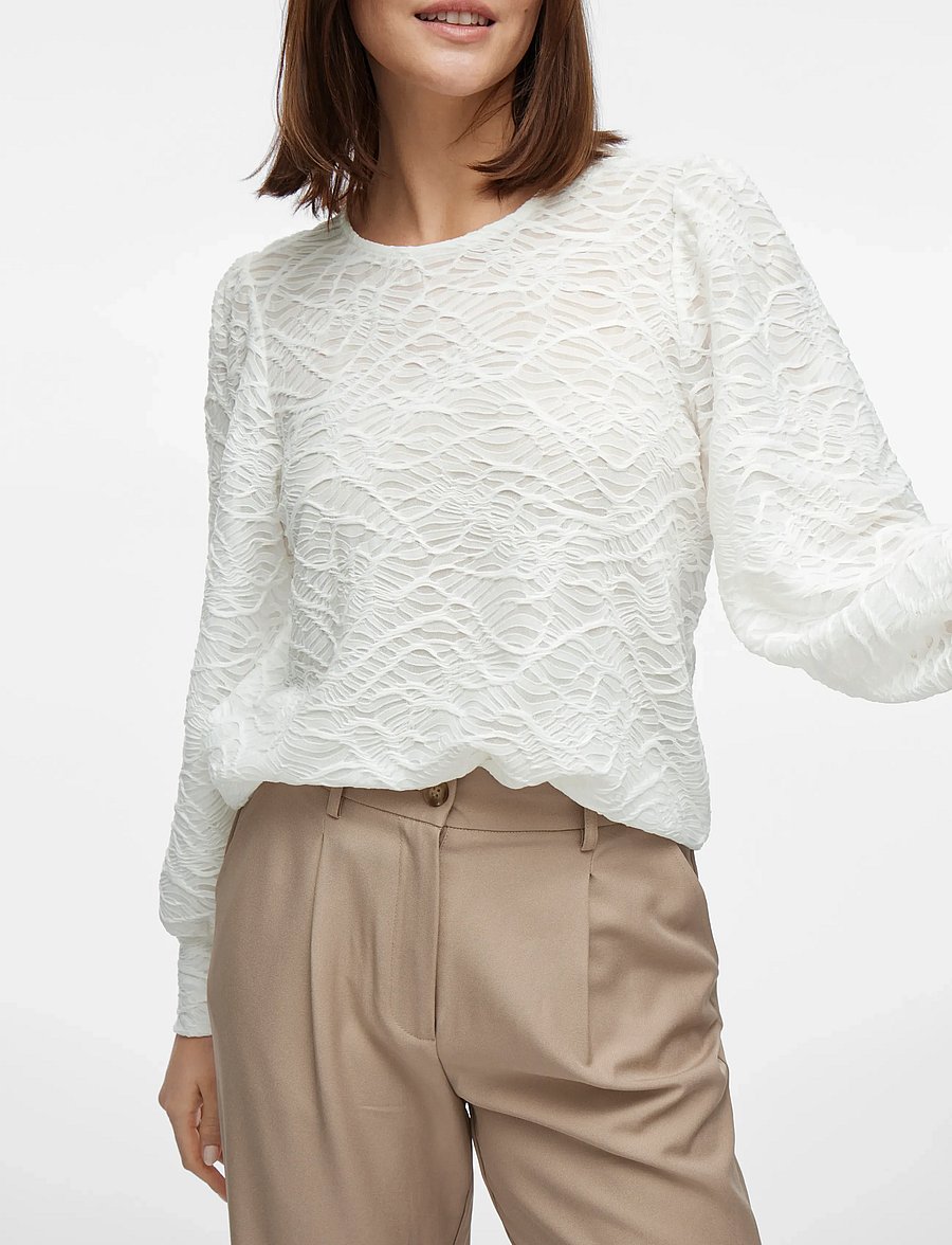Vila - VIFINA L/S O-NECK TOP - NOOS - long sleeved blouses - cloud dancer - 5
