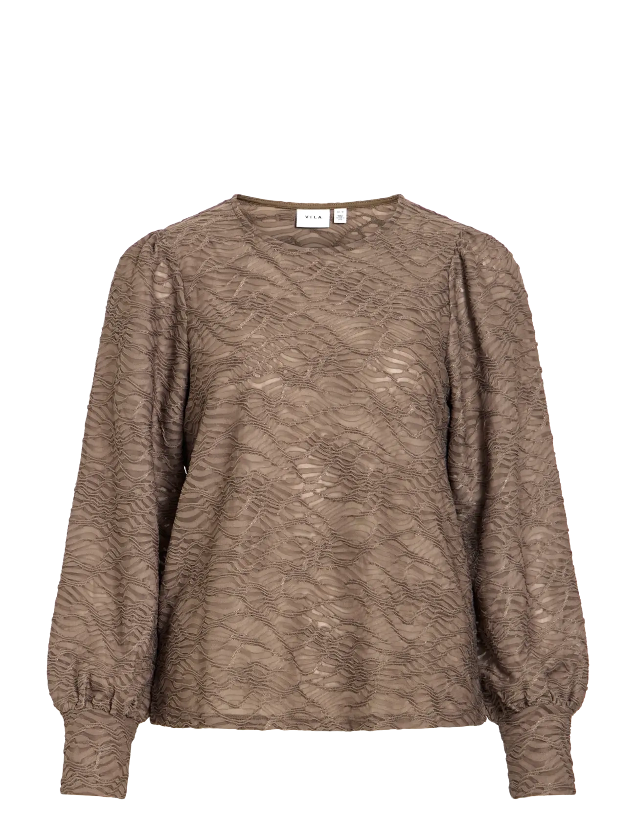 VILA Vifina L/S O-Neck Oberteil - Noos Braun - XXL - Damen