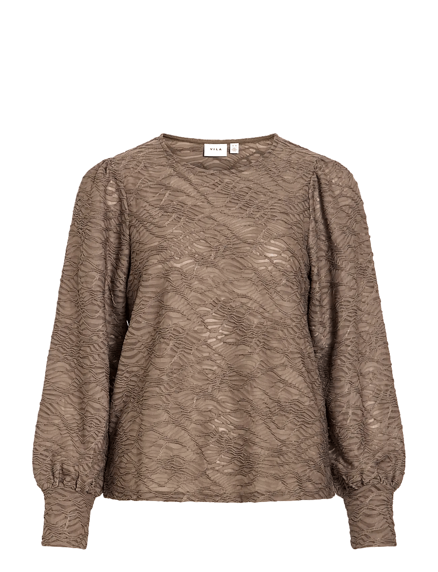 Vila - VIFINA L/S O-NECK TOP - NOOS - langärmelige blusen - falcon - 1