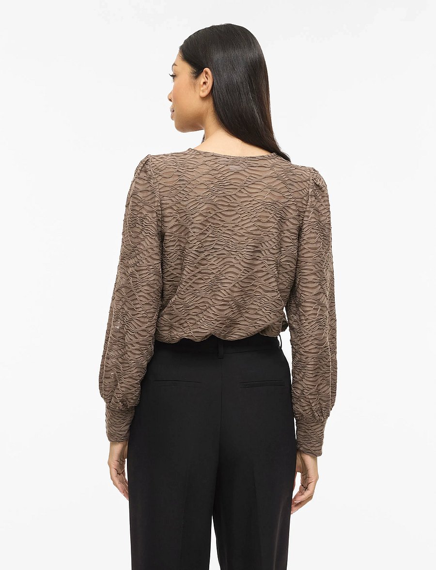 Vila - VIFINA L/S O-NECK TOP - NOOS - langärmelige blusen - falcon - 3