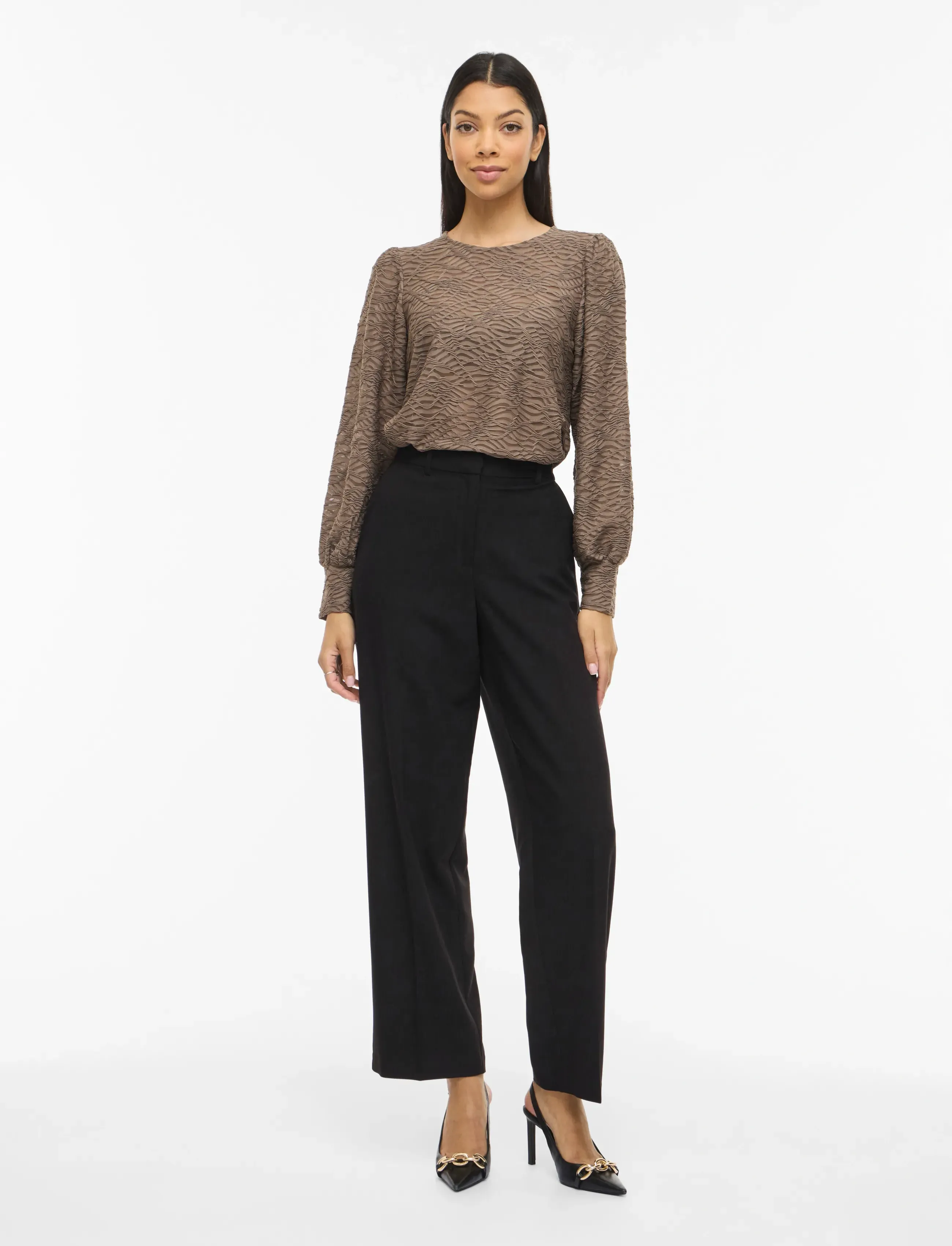 Vila - VIFINA L/S O-NECK TOP - NOOS - langærmede bluser - falcon - 4
