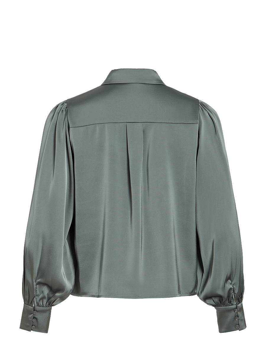 Vila - VIENNA RAVENNA L/S BALLOON SHIRT - NOOS - langærmede skjorter - balsam green - 2