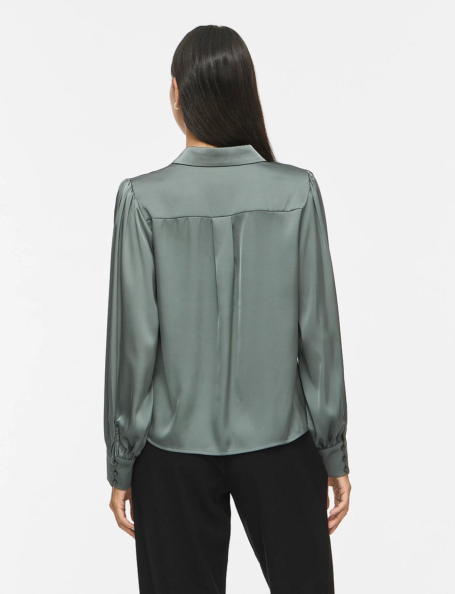 Vila - VIENNA RAVENNA L/S BALLOON SHIRT - NOOS - langærmede skjorter - balsam green - 3