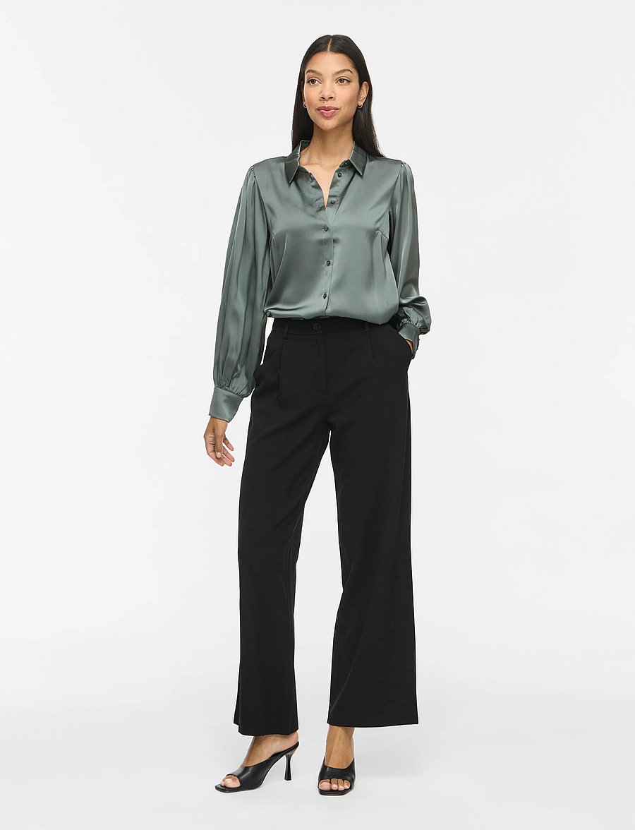 Vila - VIENNA RAVENNA L/S BALLOON SHIRT - NOOS - langærmede skjorter - balsam green - 4