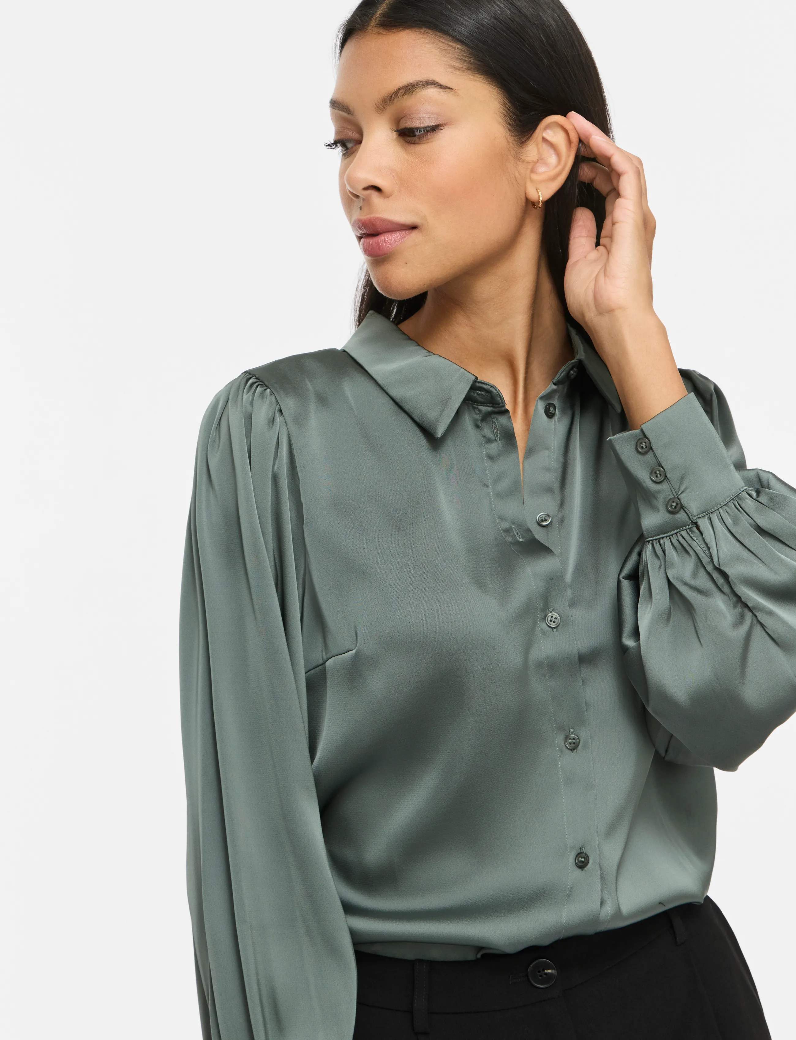 Vila - VIENNA RAVENNA L/S BALLOON SHIRT - NOOS - long-sleeved shirts - balsam green - 5