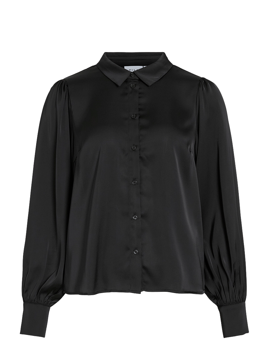 Vila - VIENNA RAVENNA L/S BALLOON SHIRT - NOOS - langärmlige hemden - black beauty - 1