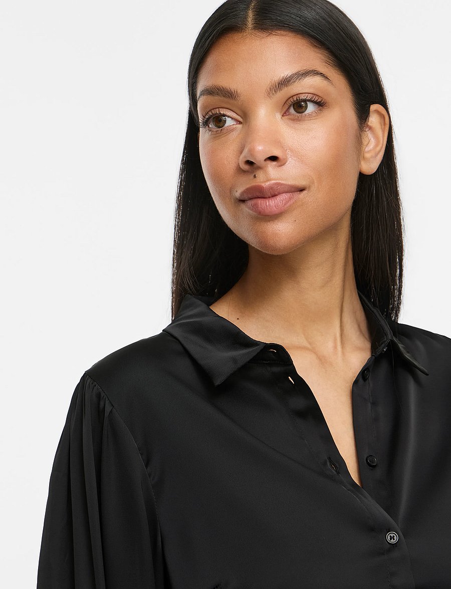 Vila - VIENNA RAVENNA L/S BALLOON SHIRT - NOOS - langärmlige hemden - black beauty - 5