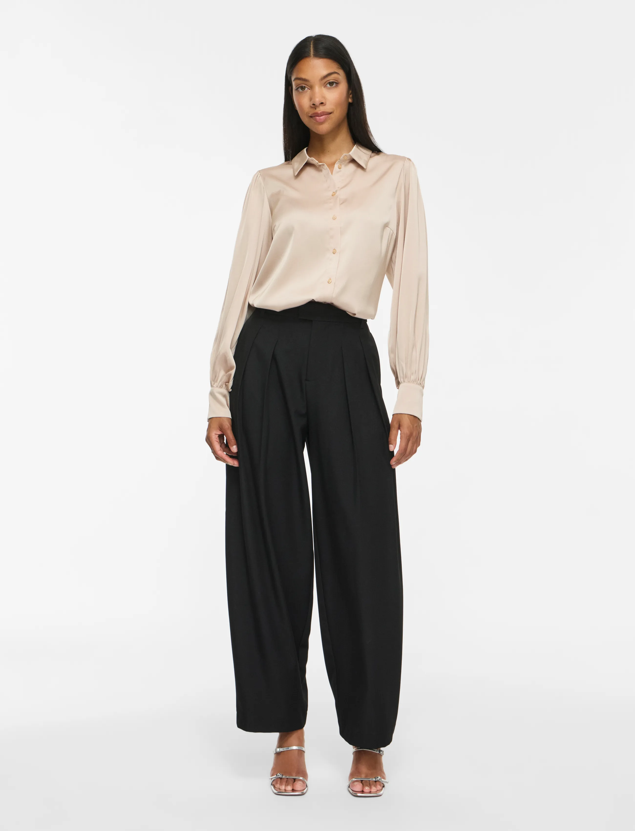Vila - VIENNA RAVENNA L/S BALLOON SHIRT - NOOS - long-sleeved shirts - cement - 4