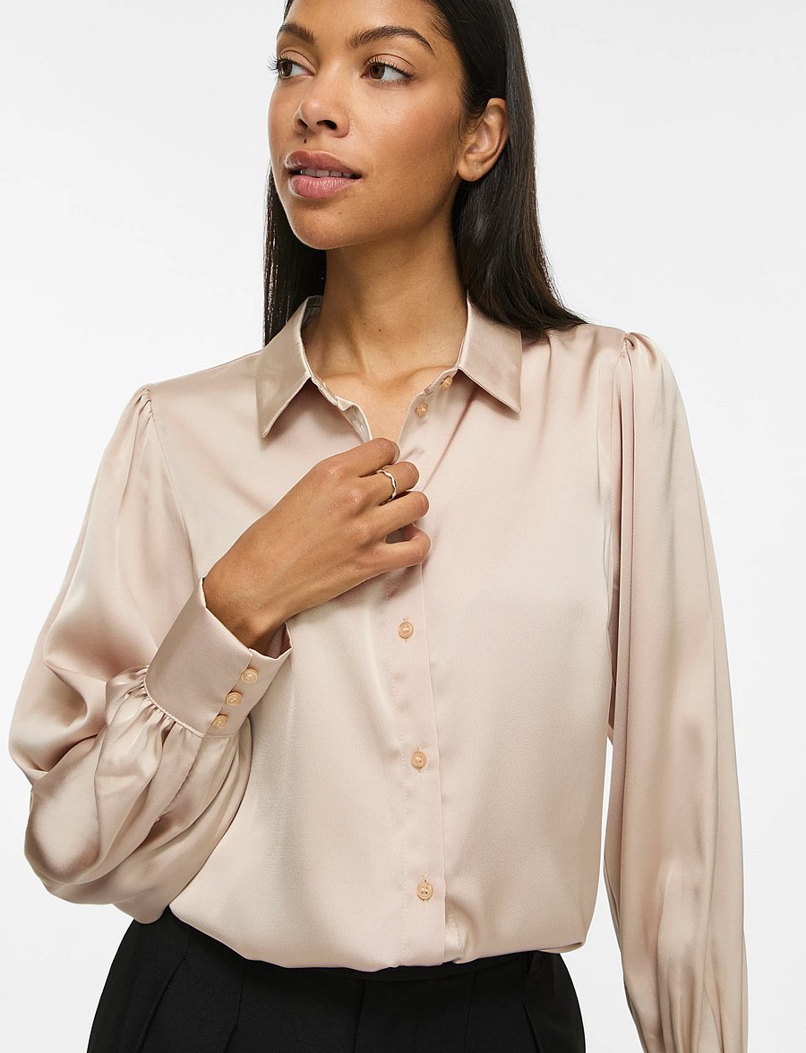 Vila - VIENNA RAVENNA L/S BALLOON SHIRT - NOOS - pikkade varrukatega särgid - cement - 5