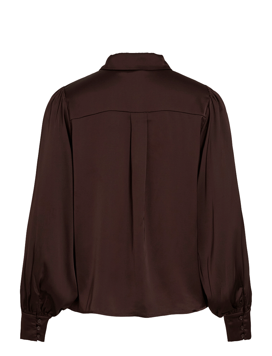 Vila - VIENNA RAVENNA L/S BALLOON SHIRT - NOOS - pikkade varrukatega särgid - coffee bean - 2