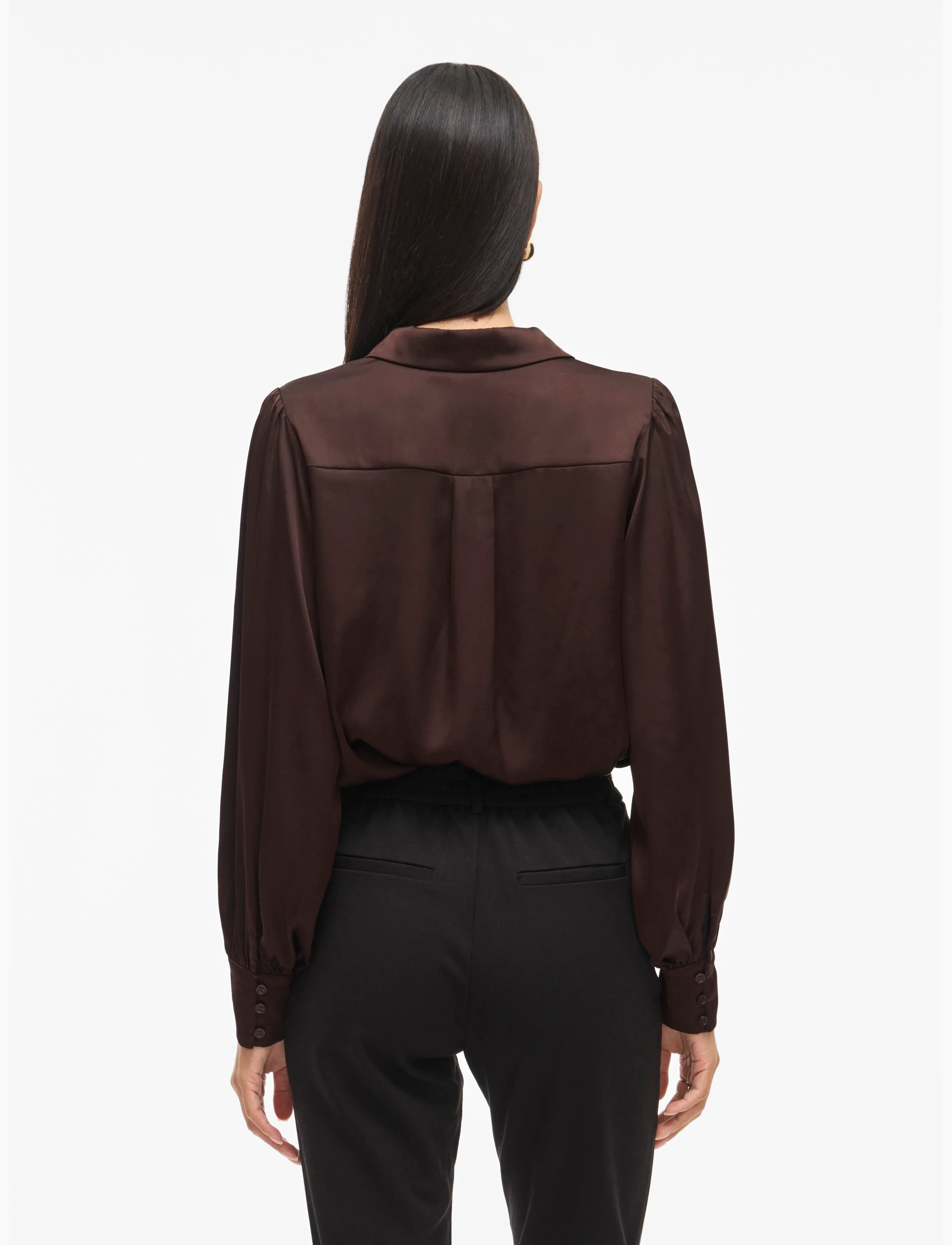 Vila - VIENNA RAVENNA L/S BALLOON SHIRT - NOOS - pikkade varrukatega särgid - coffee bean - 3