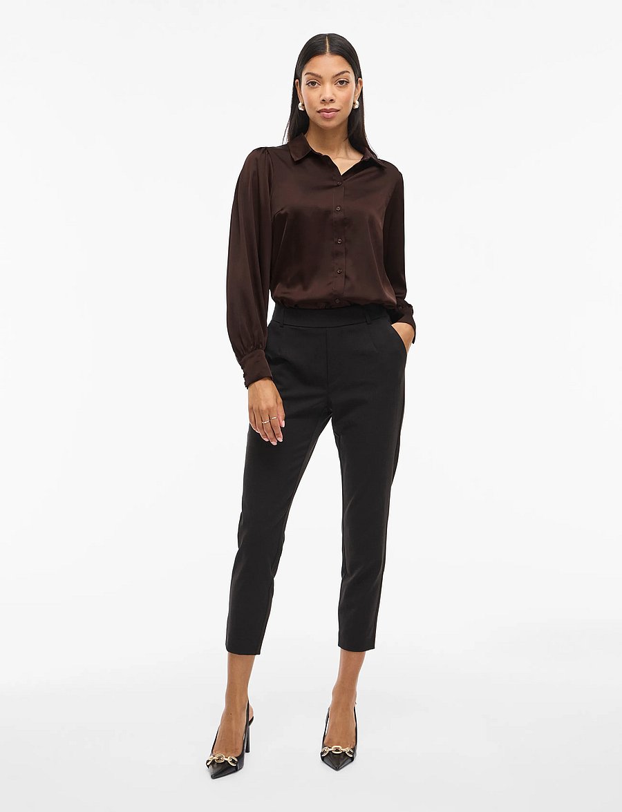 Vila - VIENNA RAVENNA L/S BALLOON SHIRT - NOOS - pikkade varrukatega särgid - coffee bean - 4