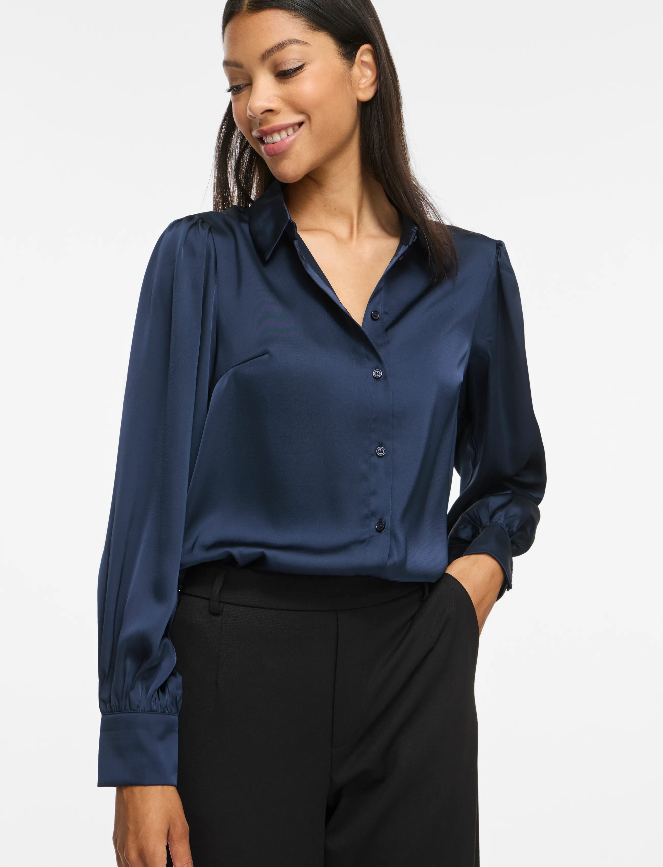 Vila - VIENNA RAVENNA L/S BALLOON SHIRT - NOOS - long-sleeved shirts - navy blazer - 5