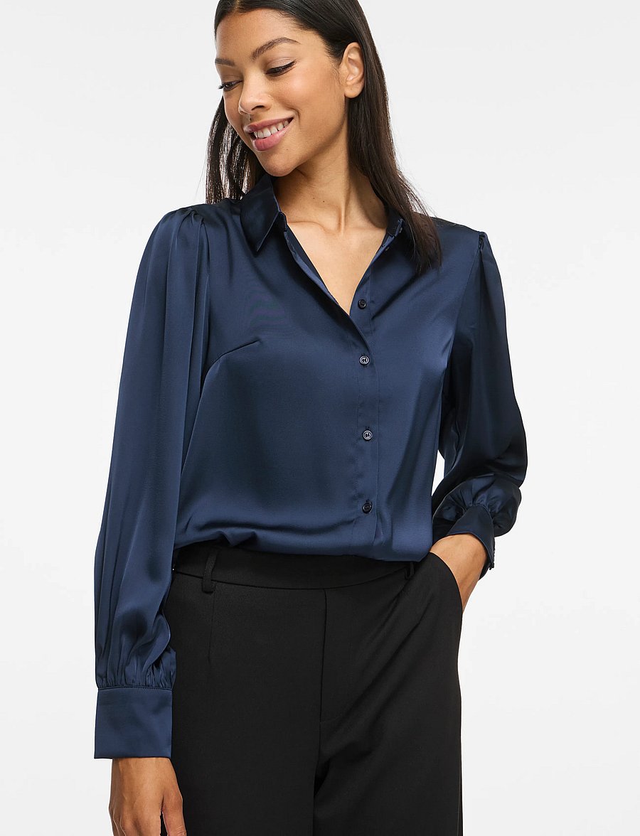 Vila - VIENNA RAVENNA L/S BALLOON SHIRT - NOOS - langärmlige hemden - navy blazer - 5