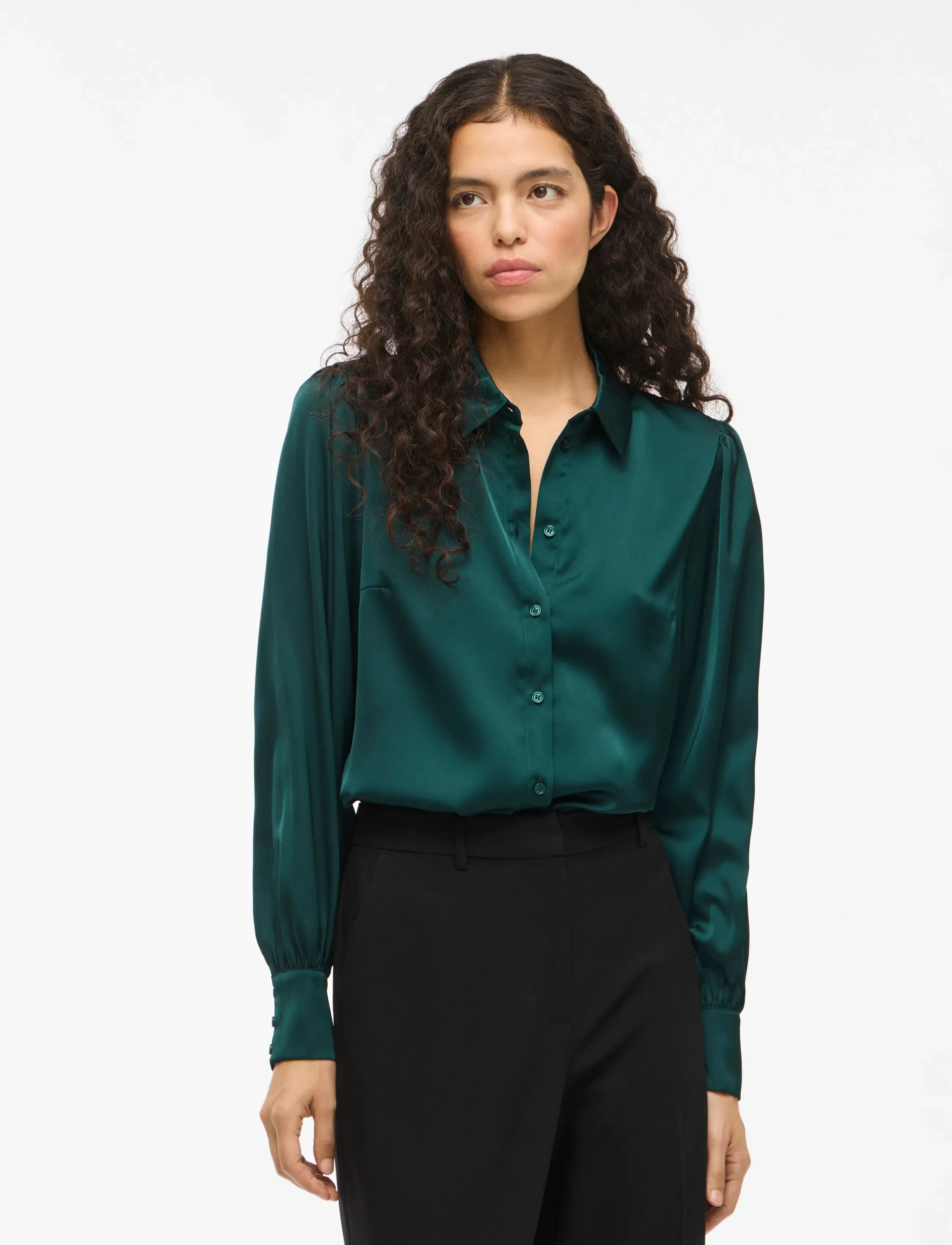 Vila VIENNA RAVENNA L/S BALLOON SHIRT - NOOS - Blūzes un krekli - PONDEROSA PINE / green