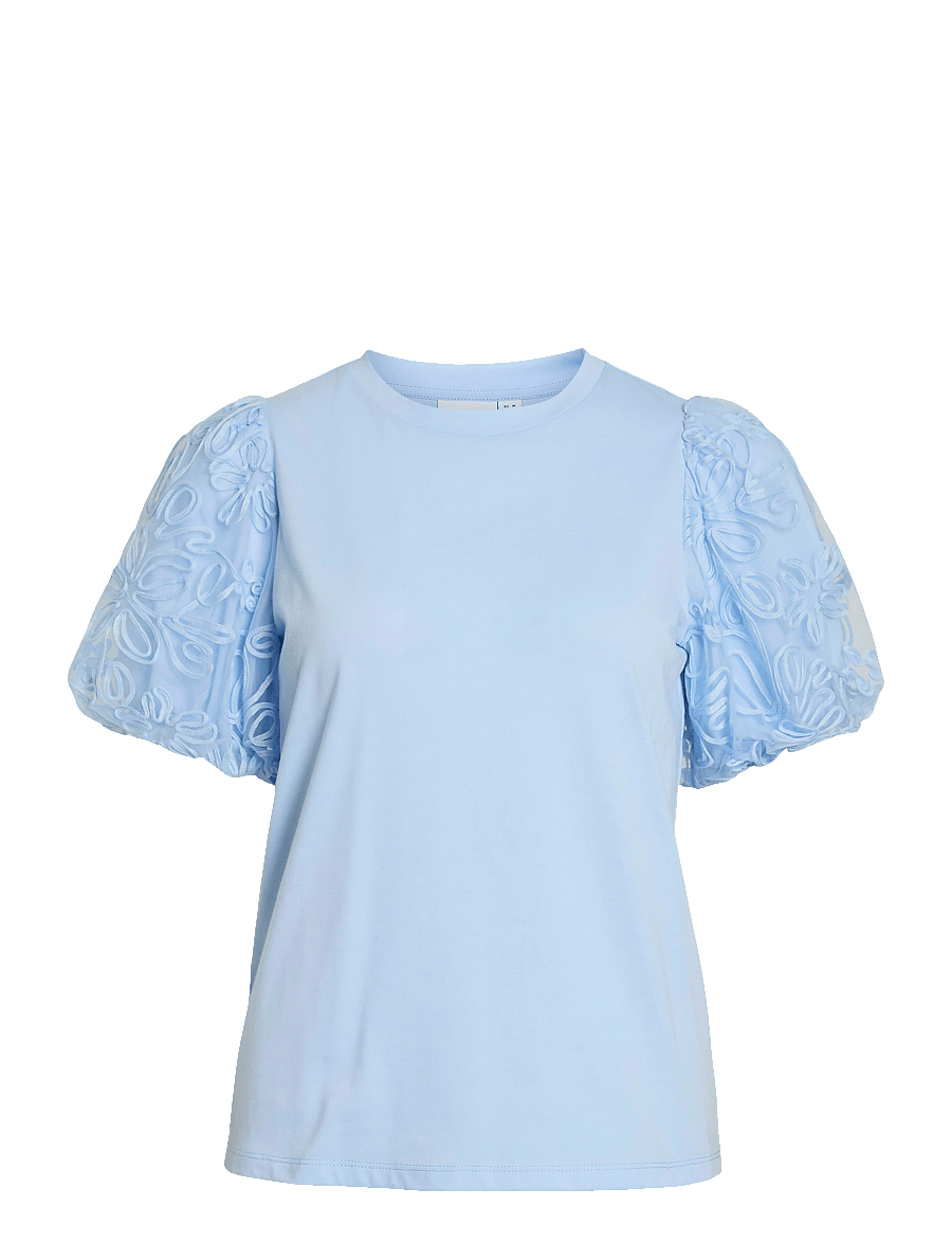 Vila - VISIMONIA O-NECK S/S TOP/1 - kortärmade blusar - kentucky blue - 1
