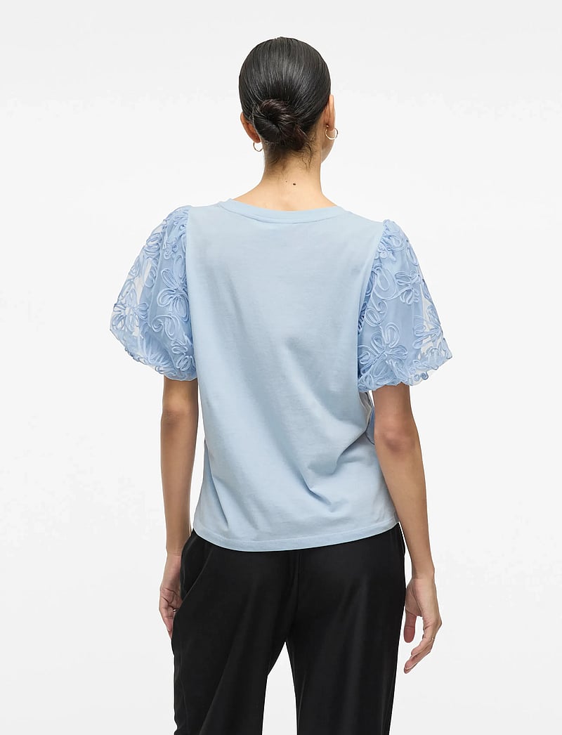 Vila - VISIMONIA O-NECK S/S TOP/1 - kurzämlige blusen - kentucky blue - 3