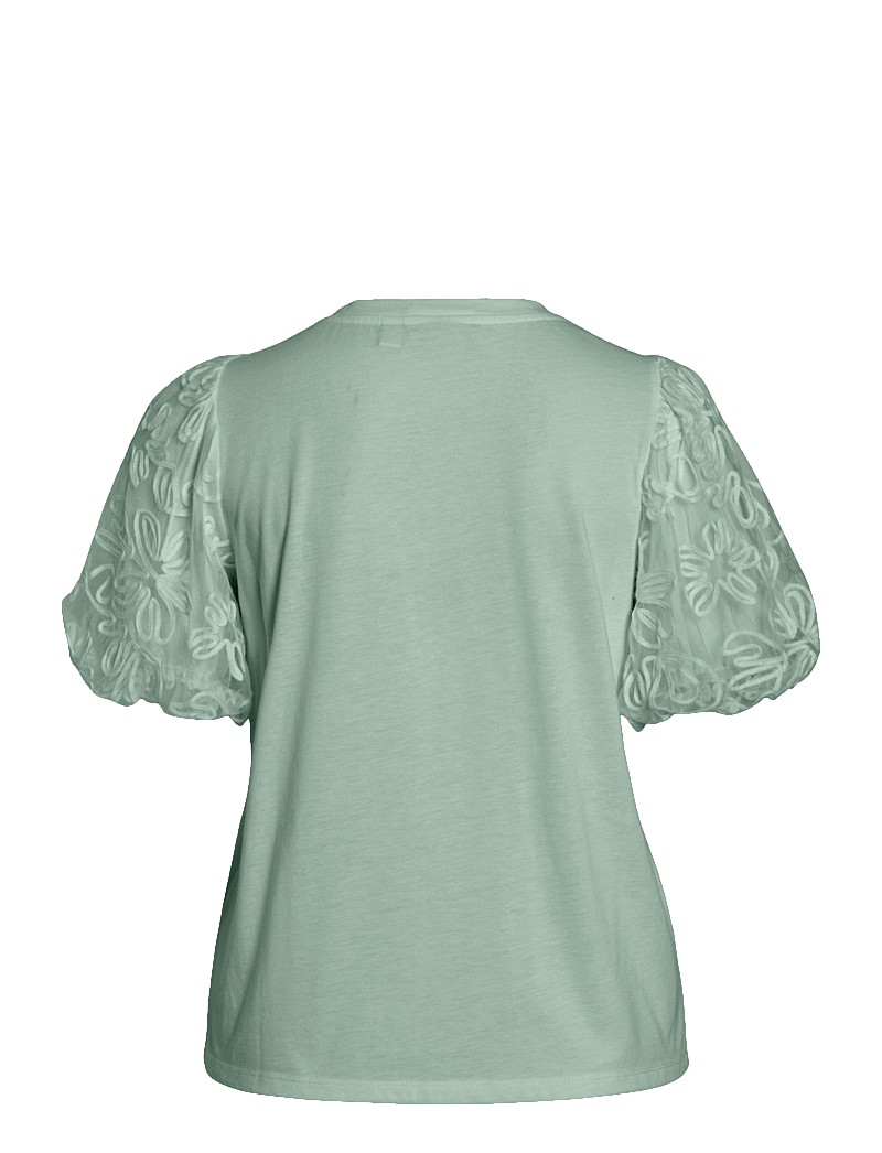 Vila - VISIMONIA O-NECK S/S TOP/1 - kortærmede bluser - silt green - 2