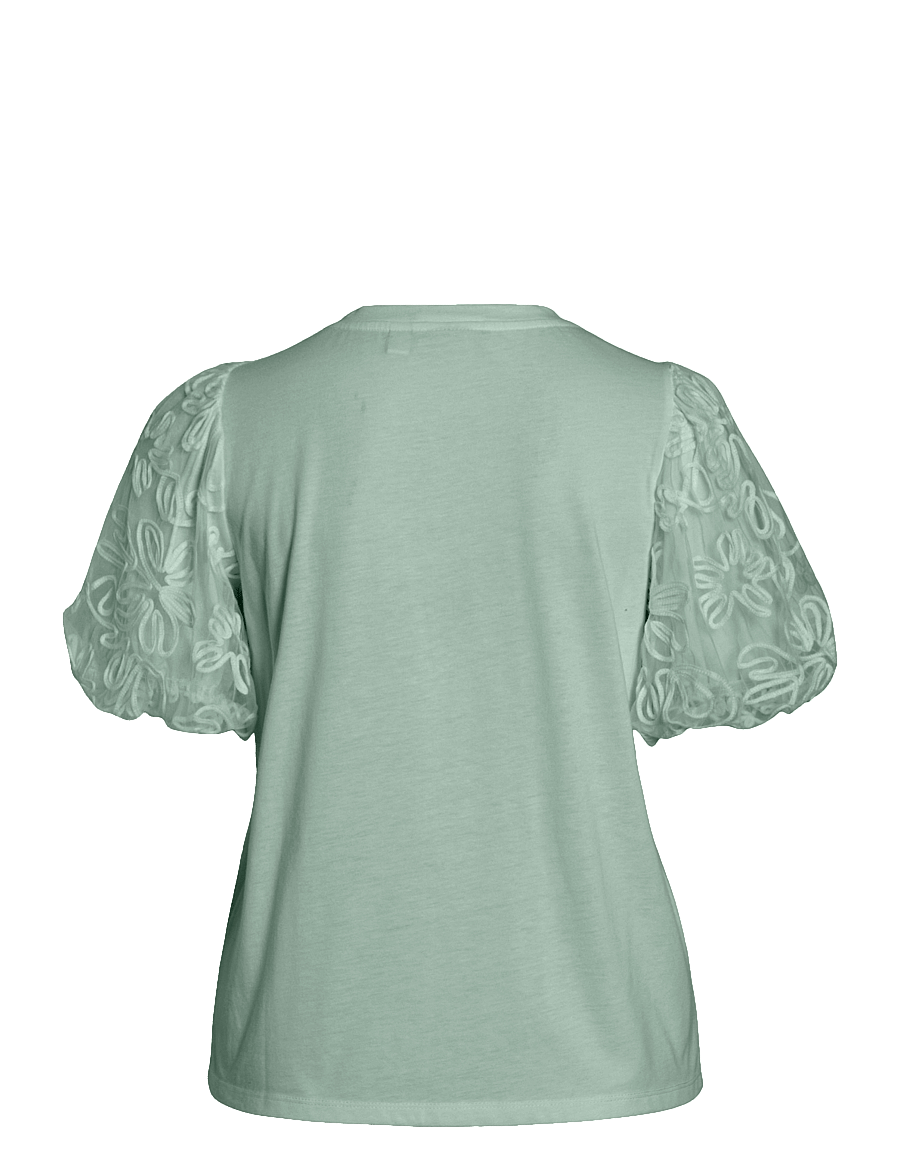 Vila - VISIMONIA O-NECK S/S TOP/1 - kortärmade blusar - silt green - 2