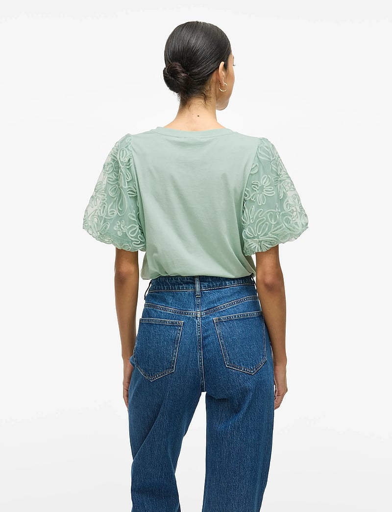 Vila - VISIMONIA O-NECK S/S TOP/1 - kortærmede bluser - silt green - 3