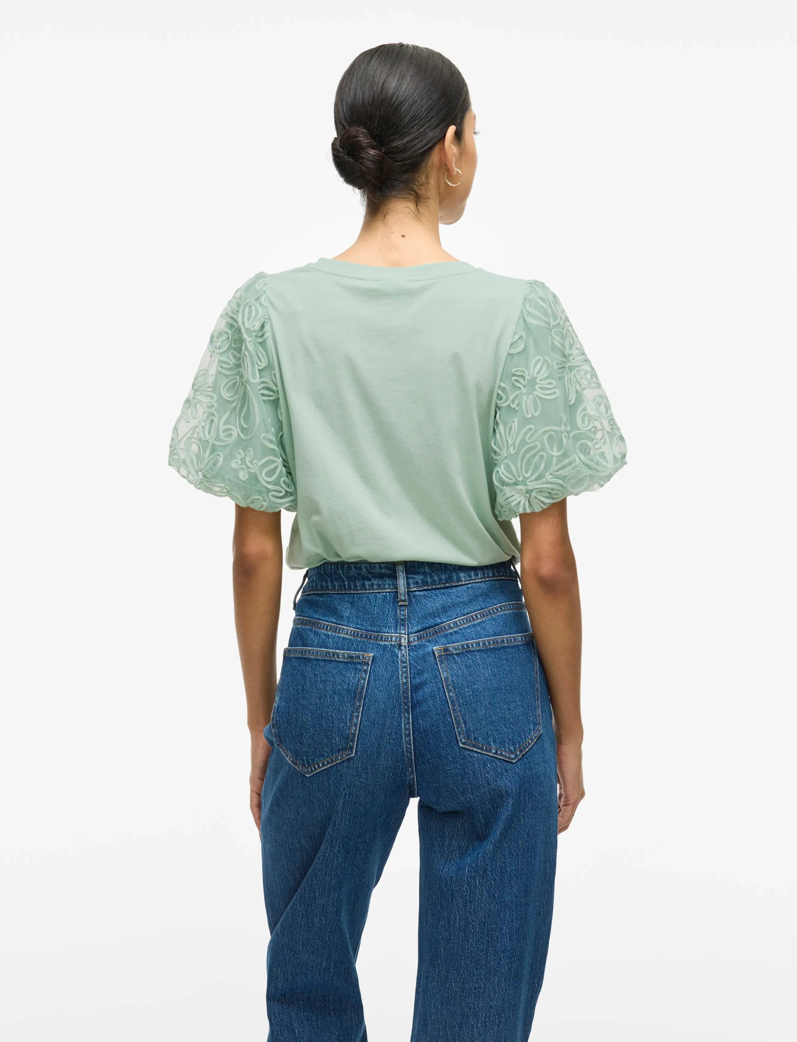 Vila - VISIMONIA O-NECK S/S TOP/1 - kortärmade blusar - silt green - 3