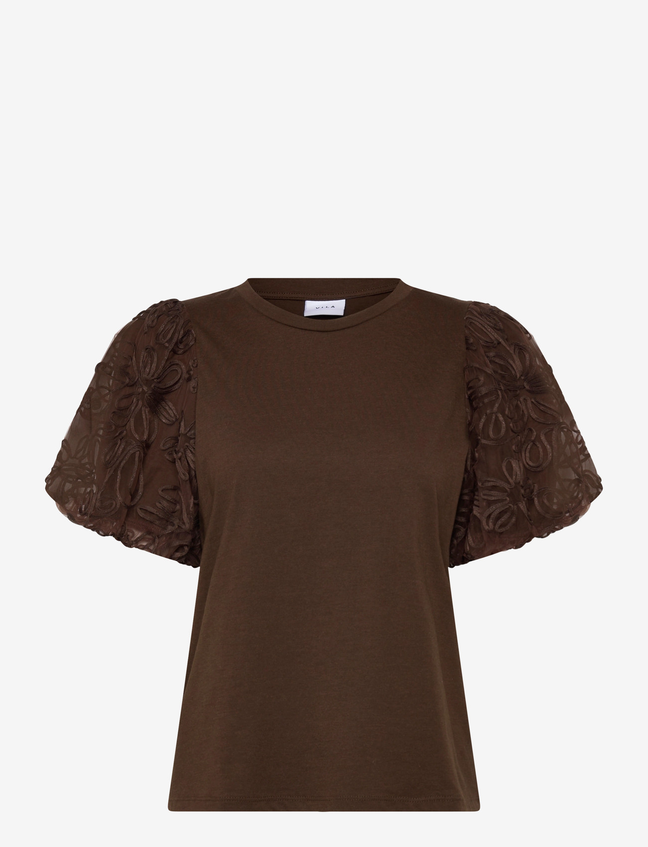 Vila - VISIMONIA O-NECK S/S TOP/1 - kortærmede bluser - slate black - 0