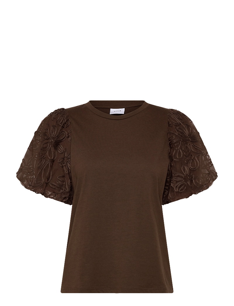 Vila - VISIMONIA O-NECK S/S TOP/1 - kortærmede bluser - slate black - 0