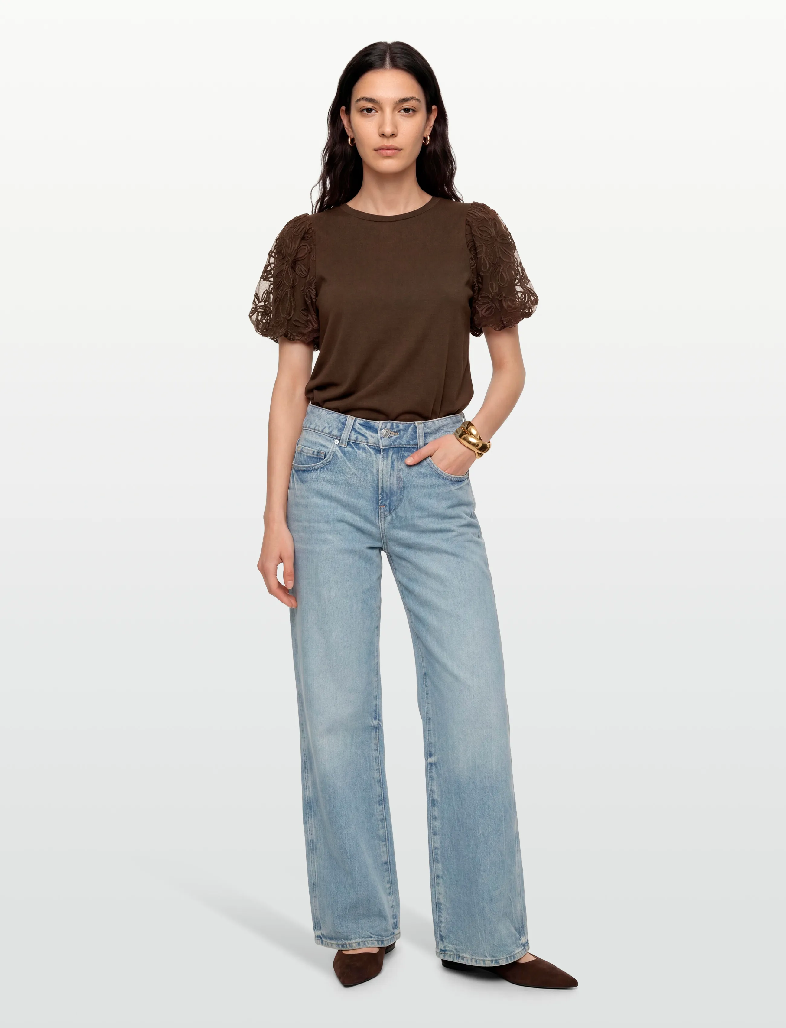 Vila - VISIMONIA O-NECK S/S TOP/1 - kurzärmelige blusen - slate black - 0