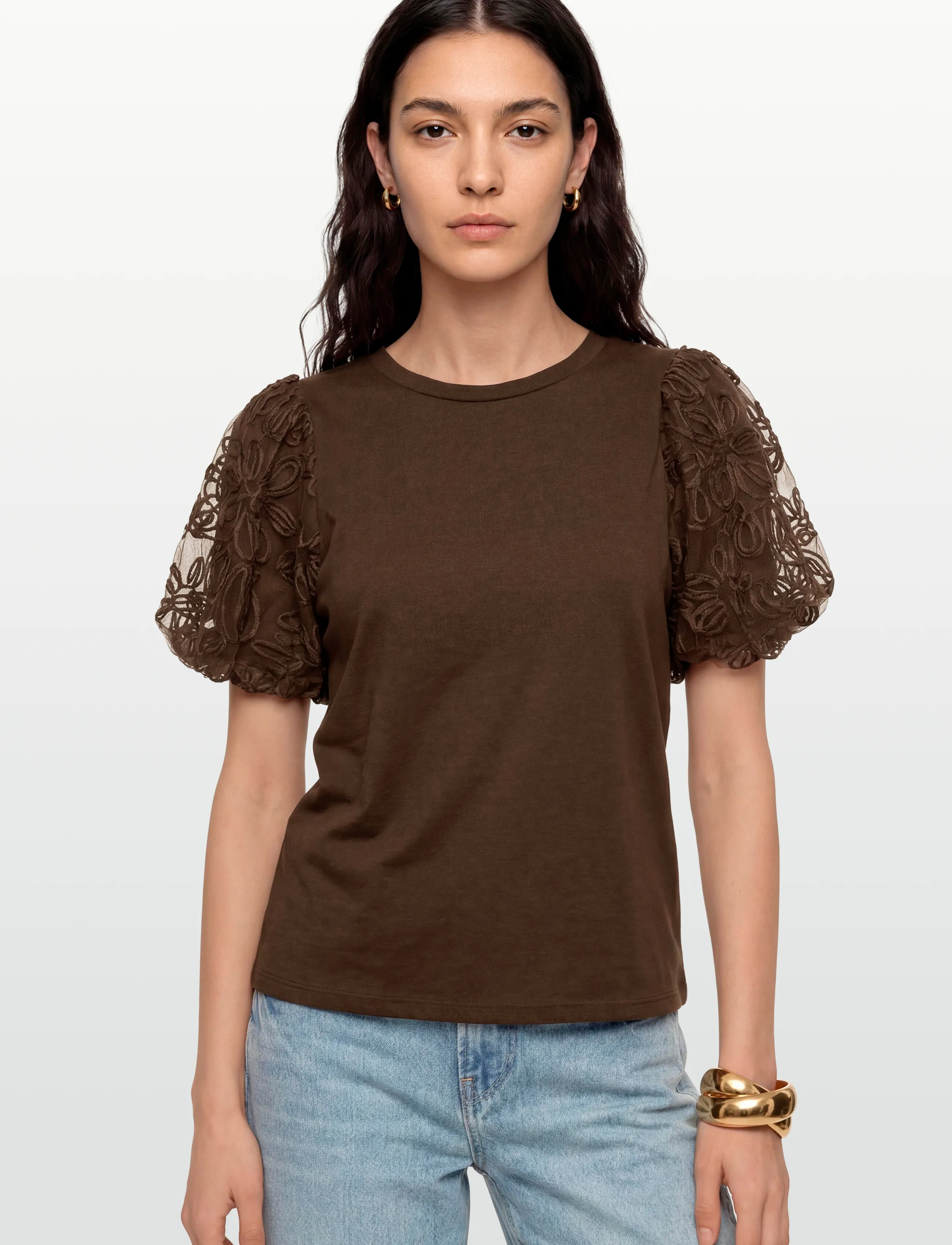 Vila - VISIMONIA O-NECK S/S TOP/1 - kurzärmelige blusen - slate black - 3