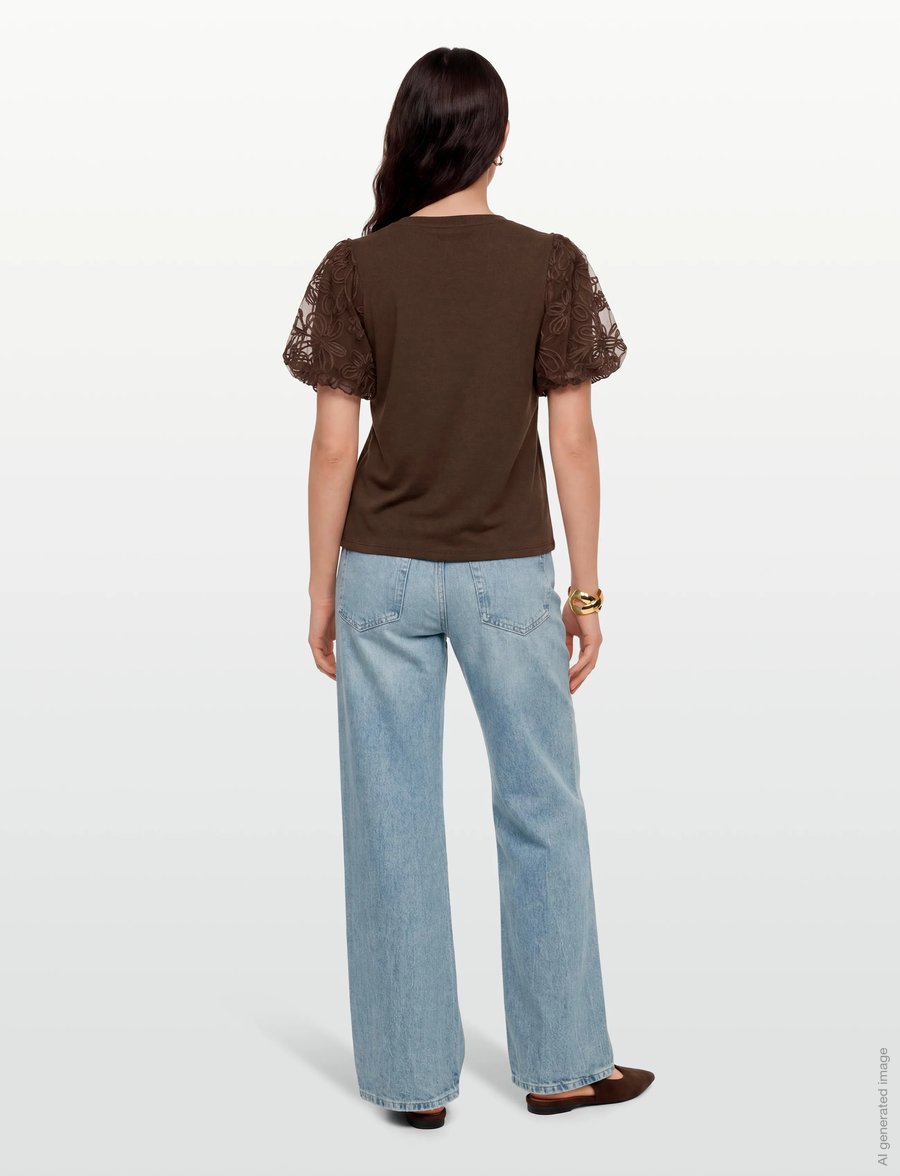 Vila - VISIMONIA O-NECK S/S TOP/1 - kurzärmelige blusen - slate black - 4