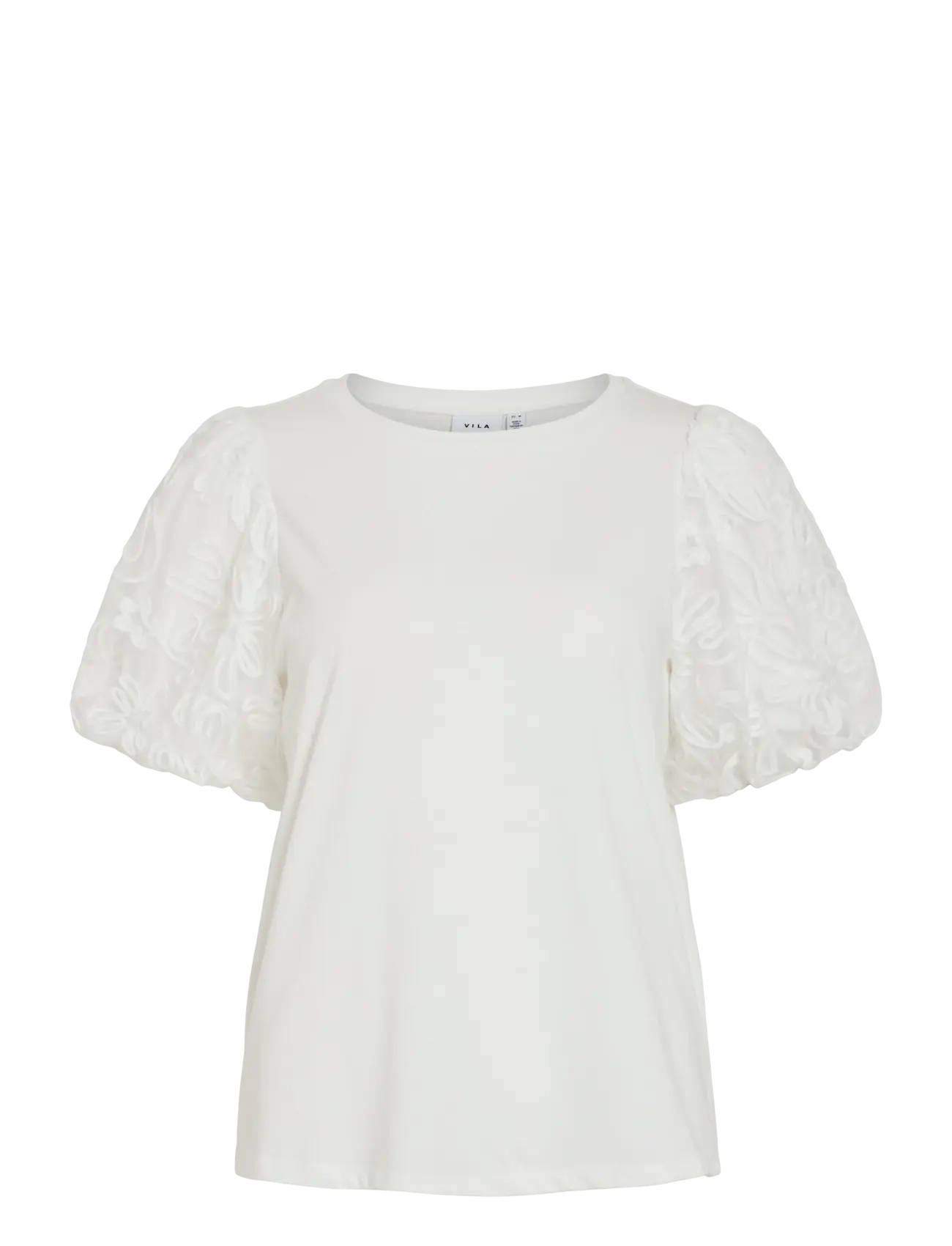 Vila - VISIMONIA O-NECK S/S TOP/1 - kortärmade blusar - snow white - 1