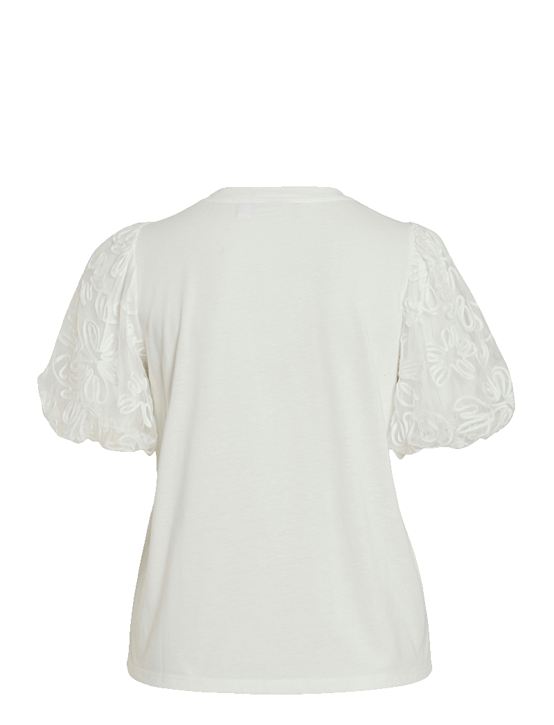 Vila - VISIMONIA O-NECK S/S TOP - kortärmade blusar - snow white - 1