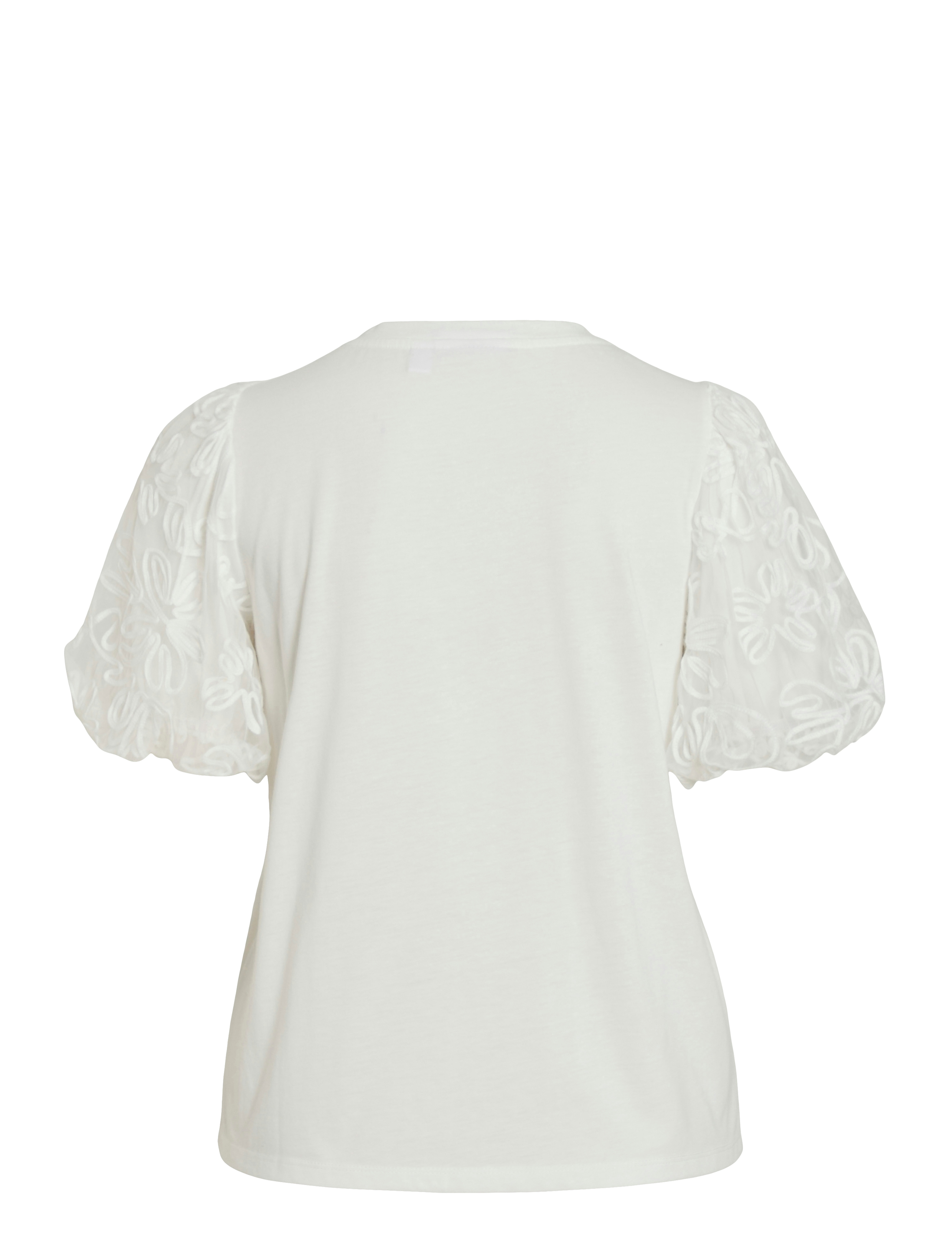 Vila - VISIMONIA O-NECK S/S TOP/1 - kortärmade blusar - snow white - 2