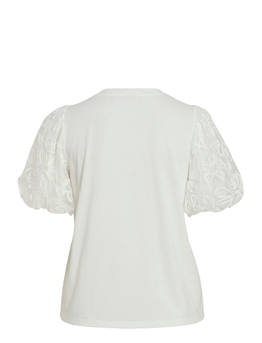 Vila - VISIMONIA O-NECK S/S TOP/1 - kortärmade blusar - snow white - 2
