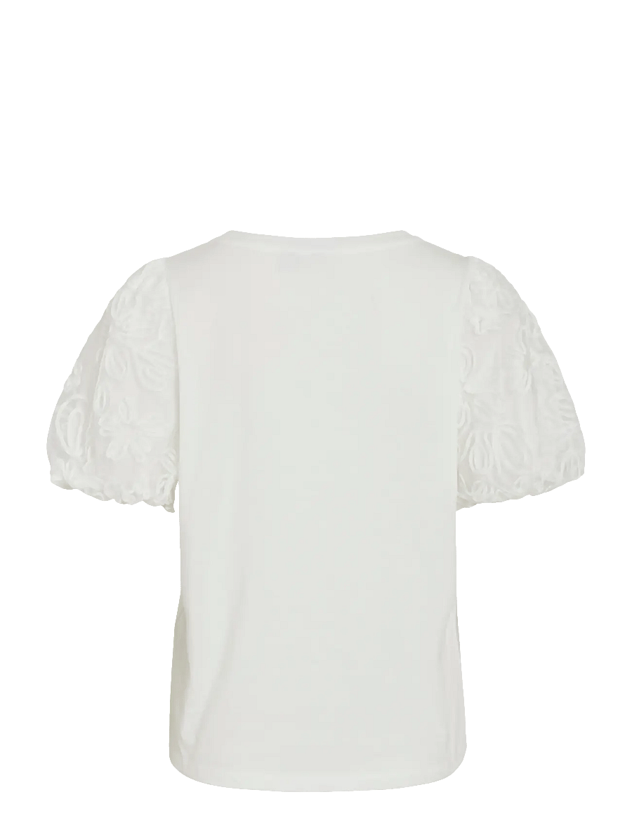 Vila - VISIMONIA O-NECK S/S TOP/1 - kortärmade blusar - snow white - 2