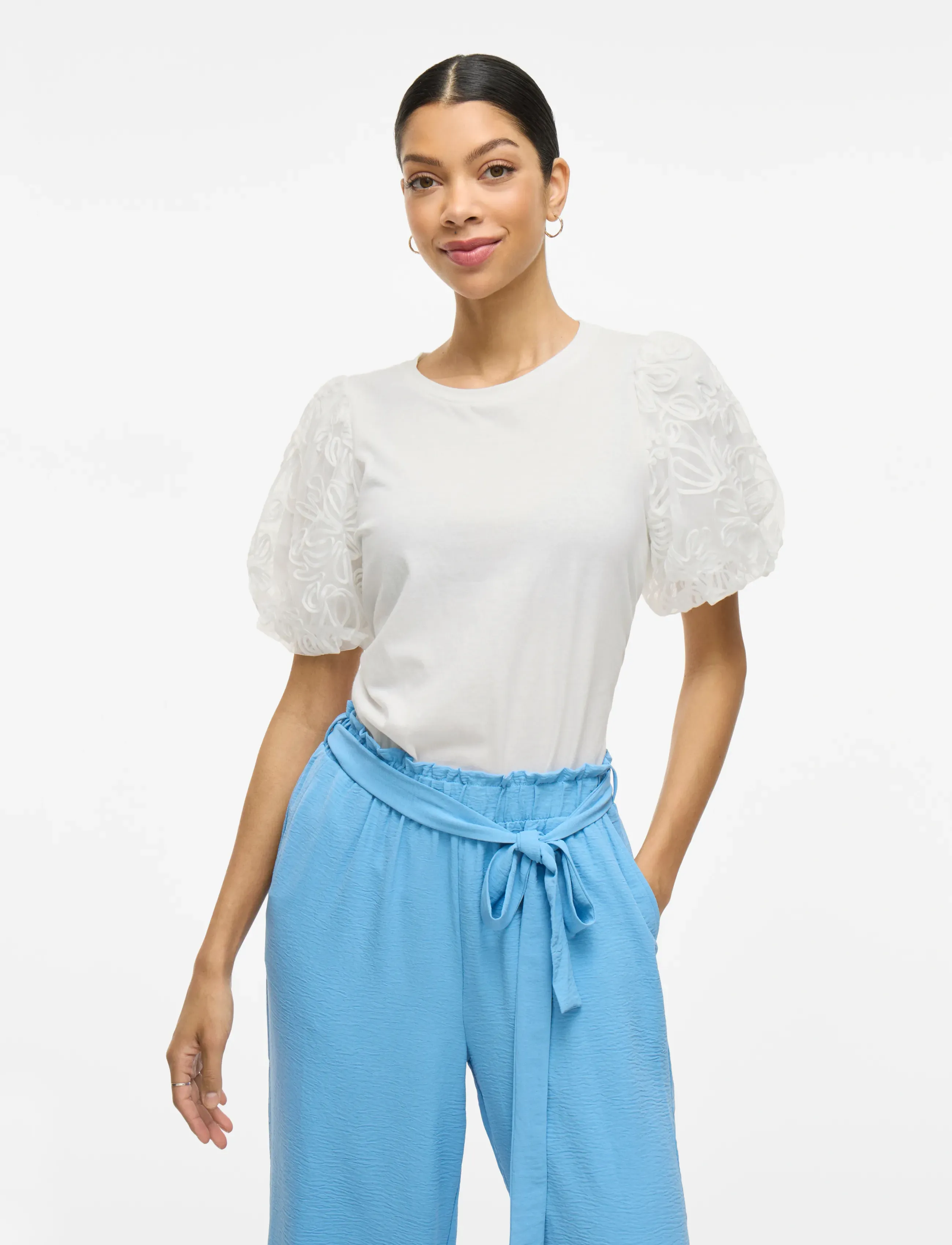 Vila VISIMONIA O-NECK S/S TOP/1 - Blusen - SNOW WHITE / white