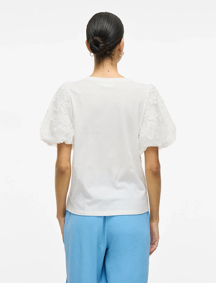 Vila - VISIMONIA O-NECK S/S TOP/1 - kortärmade blusar - snow white - 3