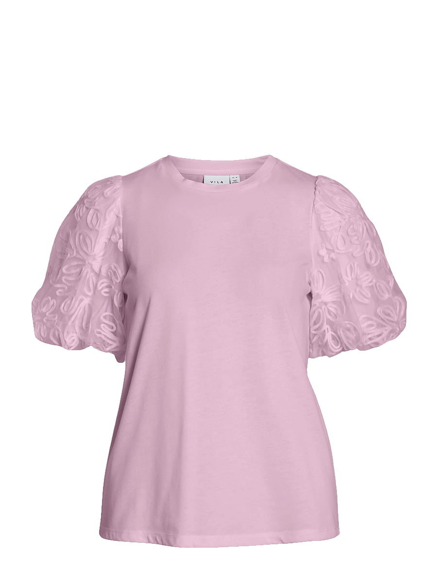 Vila - VISIMONIA O-NECK S/S TOP/1 - kurzämlige blusen - winsome orchid - 1