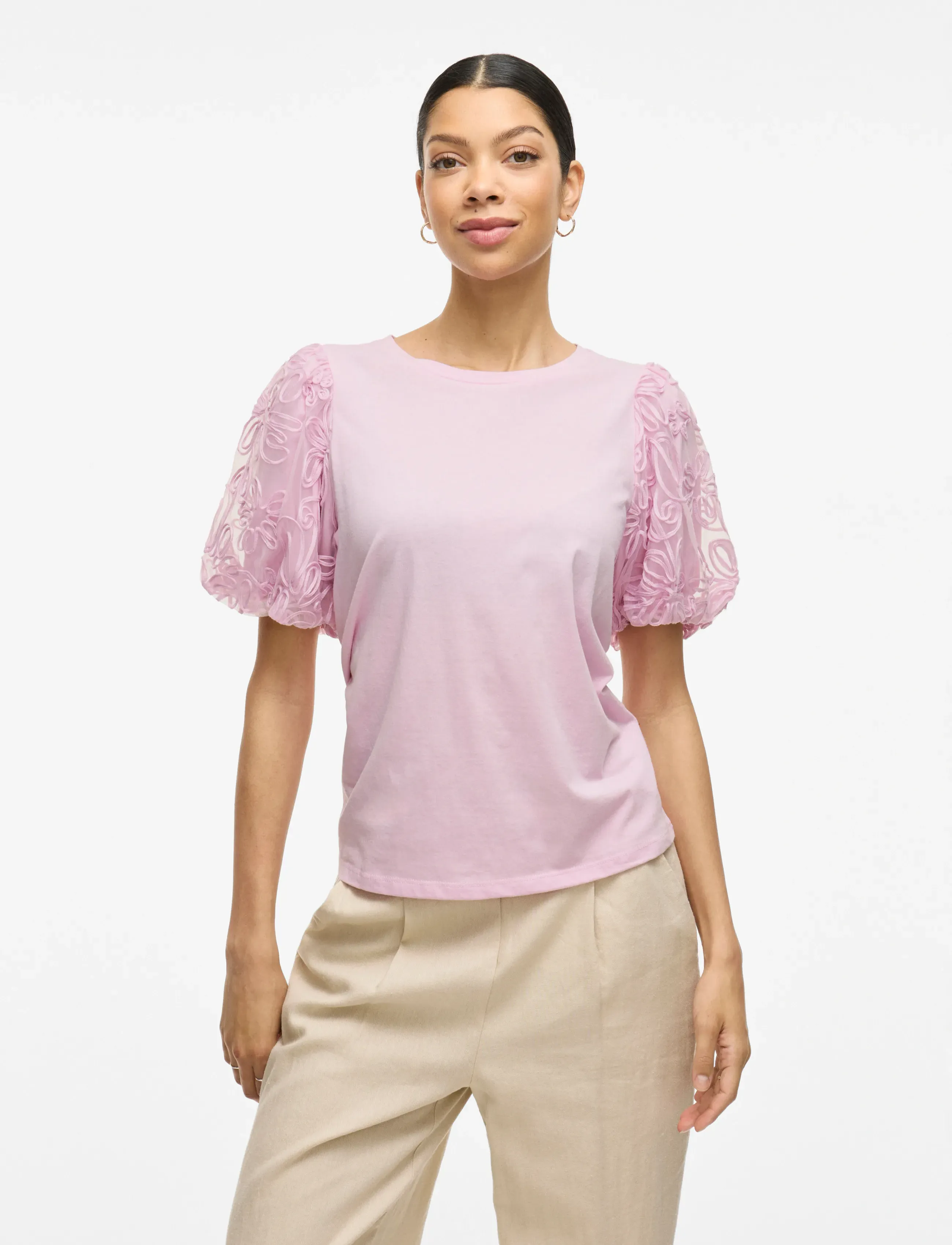 Vila Visimonia O-Neck S/S Top/1, XS, Pink, Bluser > Kortærmede, Dame